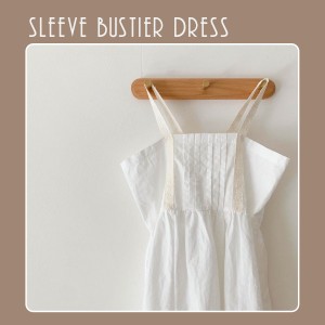 Đầm trắng công chúa bé gái DR20 (슬리브 부스티에 드레스)